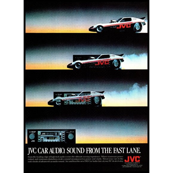 1983 JVC Car Stereo System Vintage Print Ad Drag Racing Race Car Wall Art Photo - Picture 1 of 1